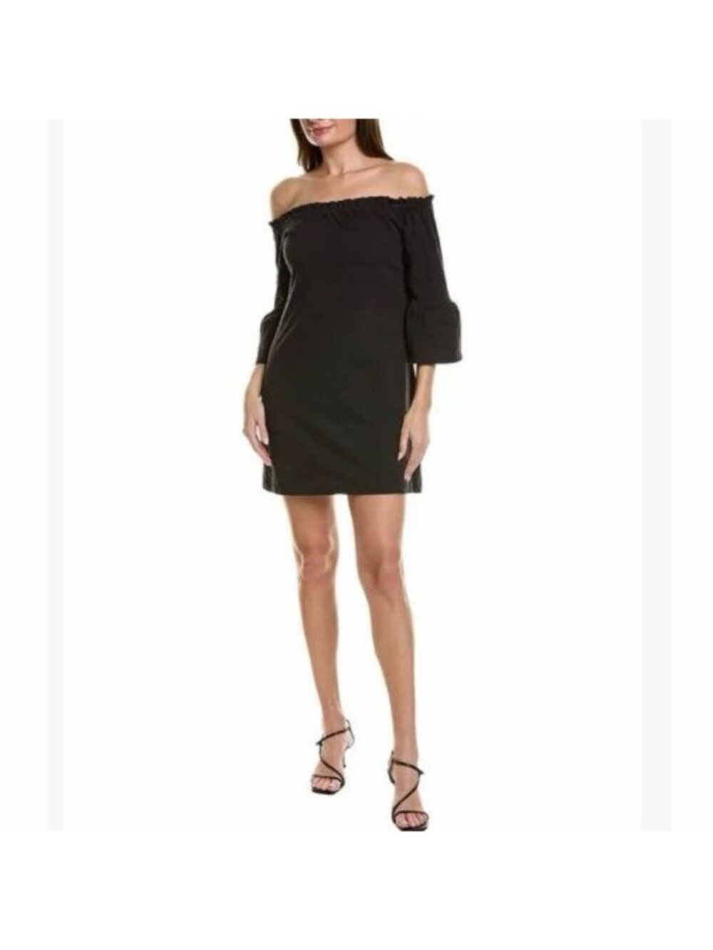 NWT Helen Jon Amelia Black Off Shoulder Bell Sleeve Mini Dress XS